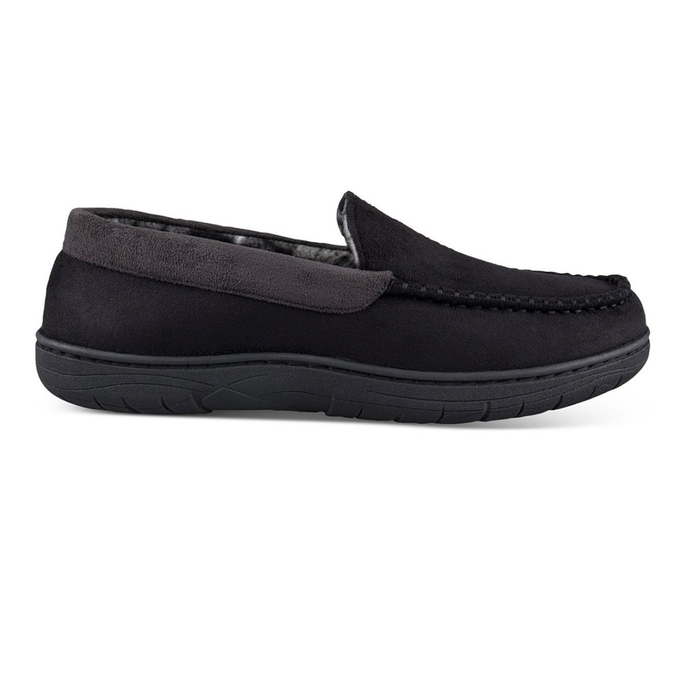 Haggar men’s microsuede fleece linen Venetian slipper XL 11-12 Black